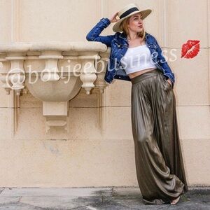 ZARA Shiny Wide Leg Pants